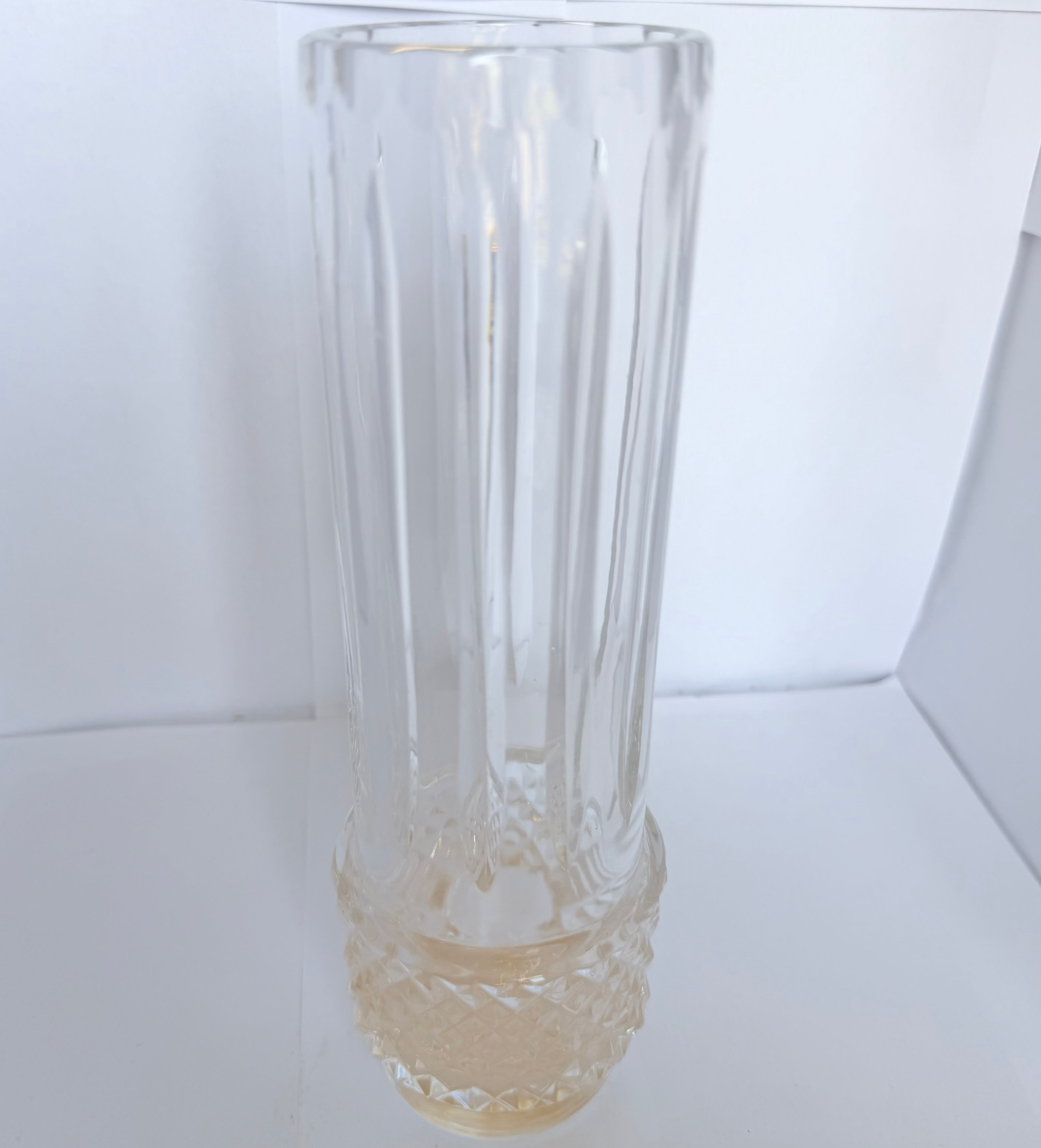 Vază Cristal 24% PbO Transparentă – Ø7 × 23 cm