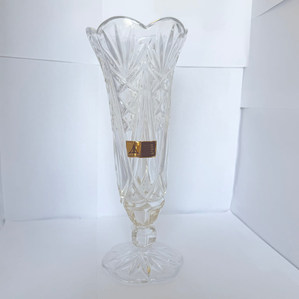 Vază Cristal 24% PbO Transparentă – Ø10 × 26 cm