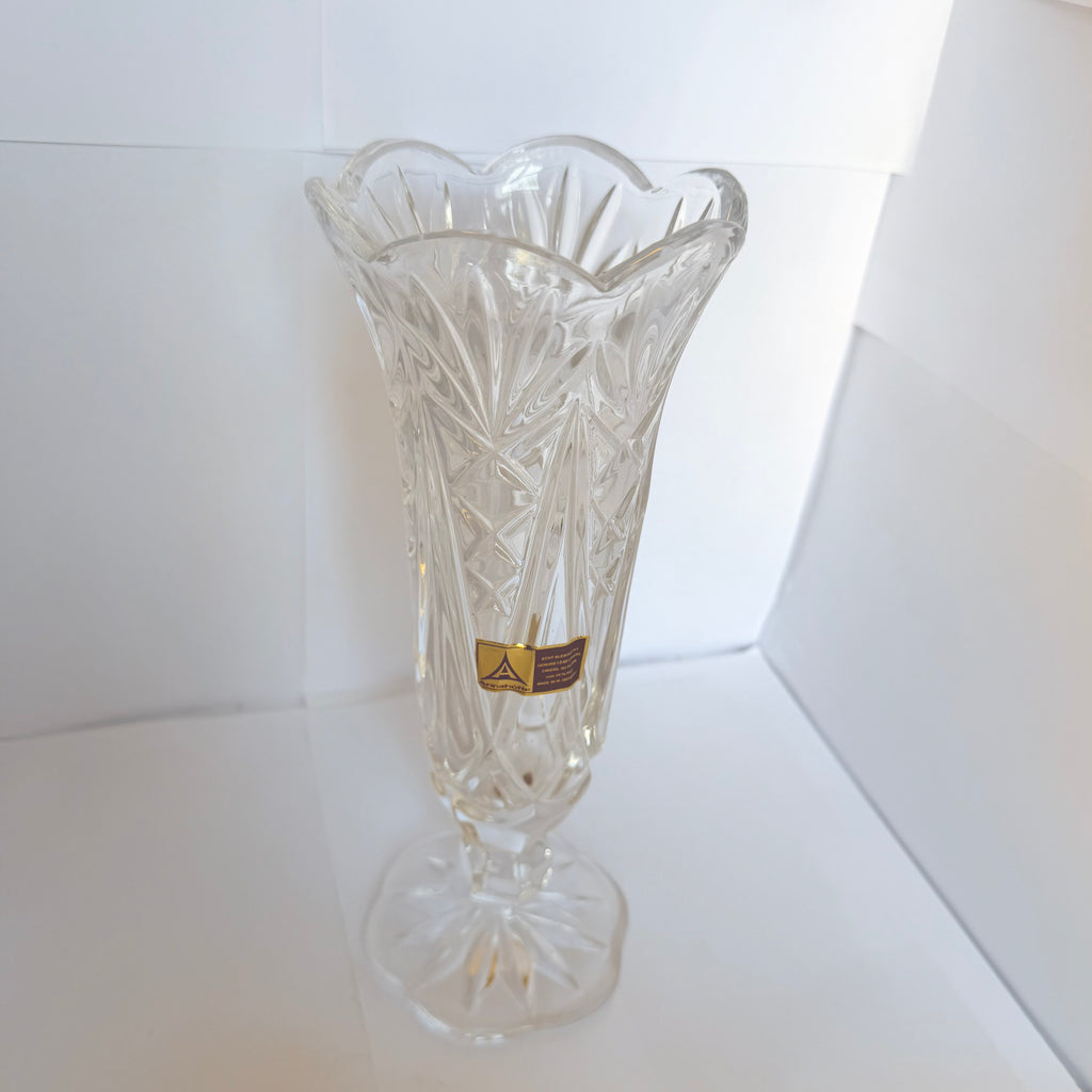Vază Cristal 24% PbO Transparentă – Ø10 × 26 cm
