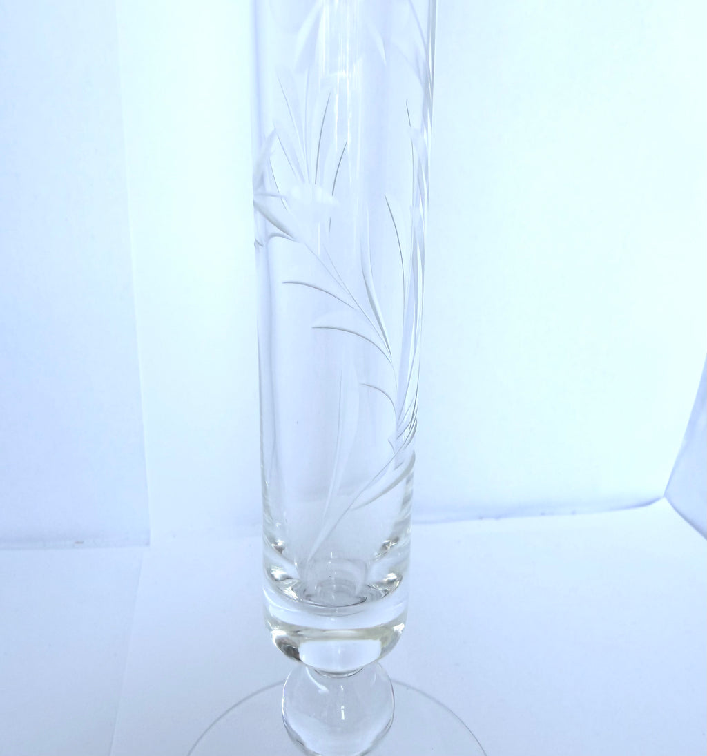 Vază Cristal 24% PbO Transparentă – Ø3 × 27 cm