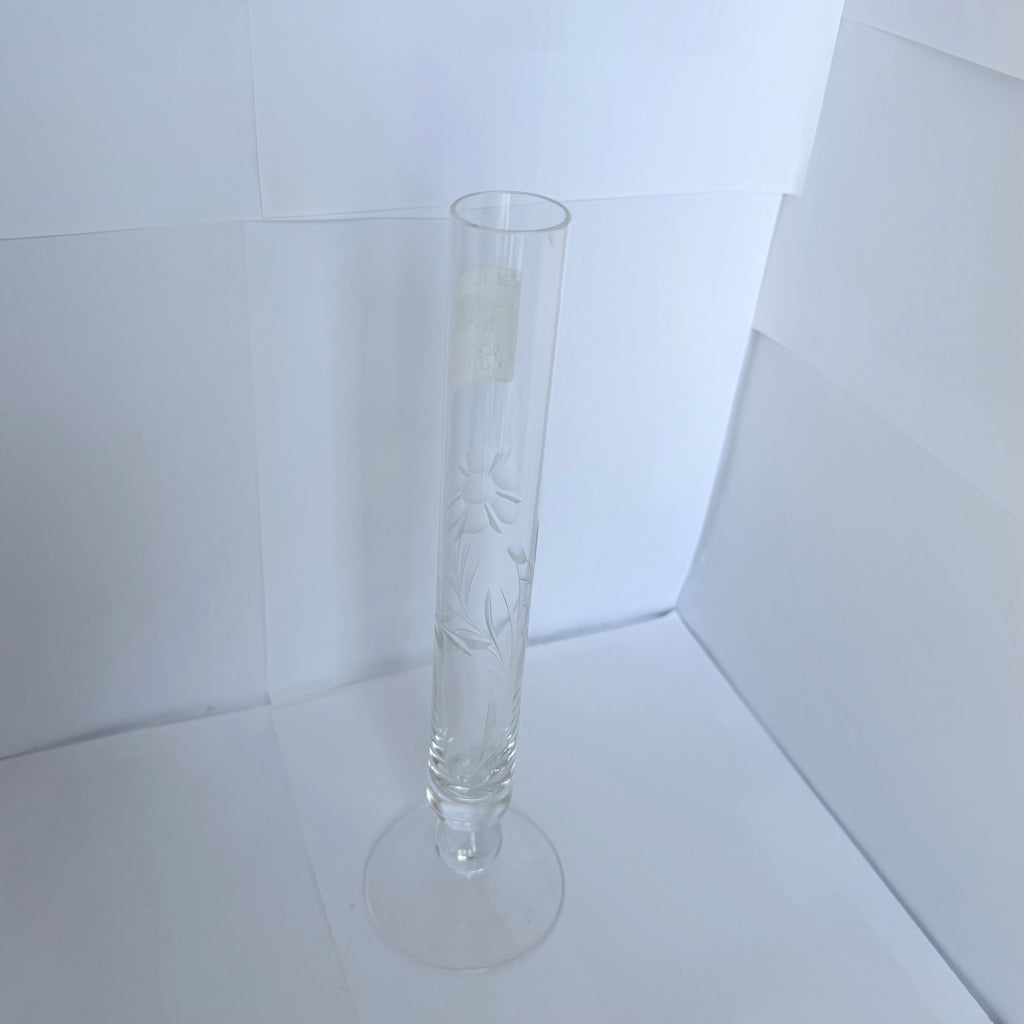 Vază Cristal 24% PbO Transparentă – Ø3 × 27 cm