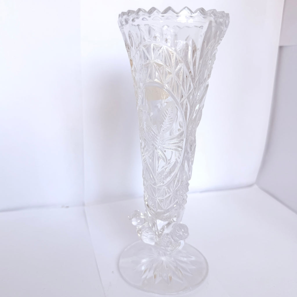 Vază Cristal 24% PbO Transparentă – Ø7 × 18 cm