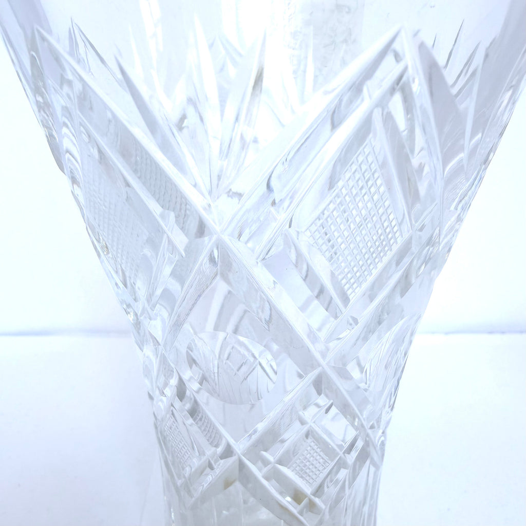 Vază Cristal 24% PbO Transparentă – Ø9,5 × 15,5 cm