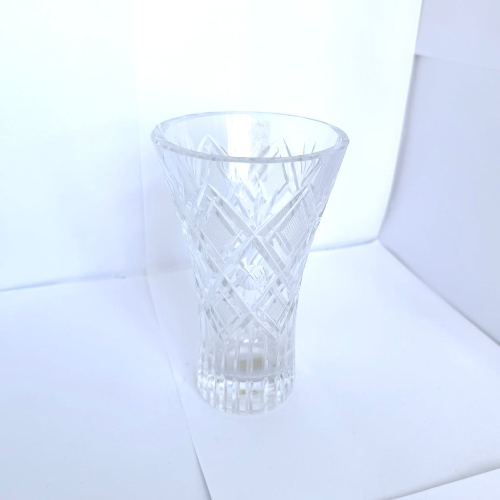 Vază Cristal 24% PbO Transparentă – Ø9,5 × 15,5 cm