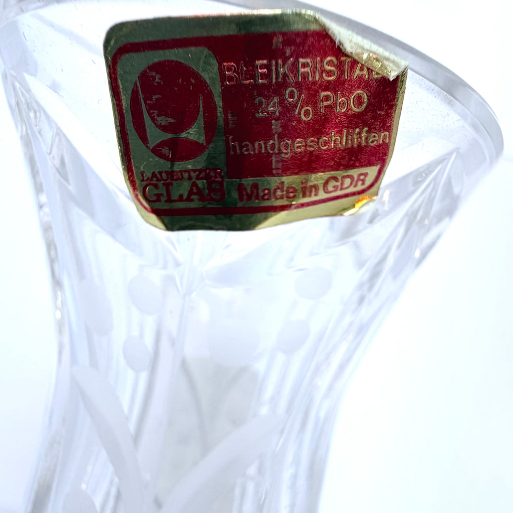 Vază Cristal 24% PbO Transparentă – Ø7 × 18 cm