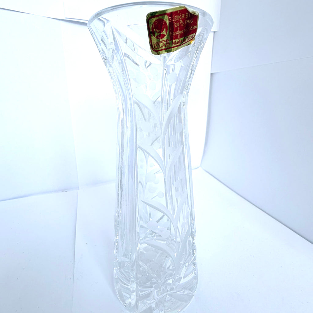 Vază Cristal 24% PbO Transparentă – Ø7 × 18 cm