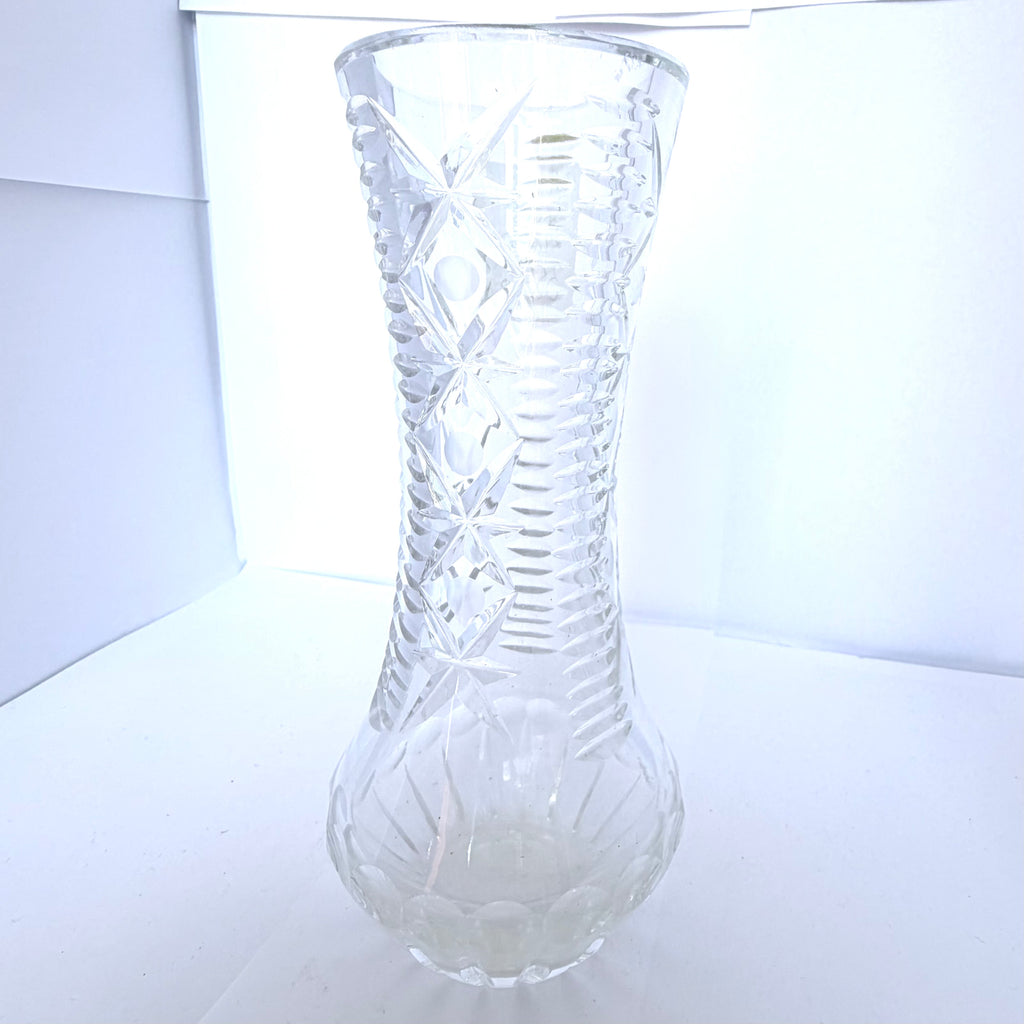 Vază Cristal 24% PbO Transparentă – Ø8 × 18 cm