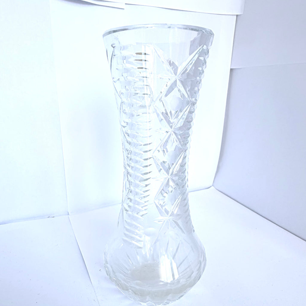Vază Cristal 24% PbO Transparentă – Ø8 × 18 cm