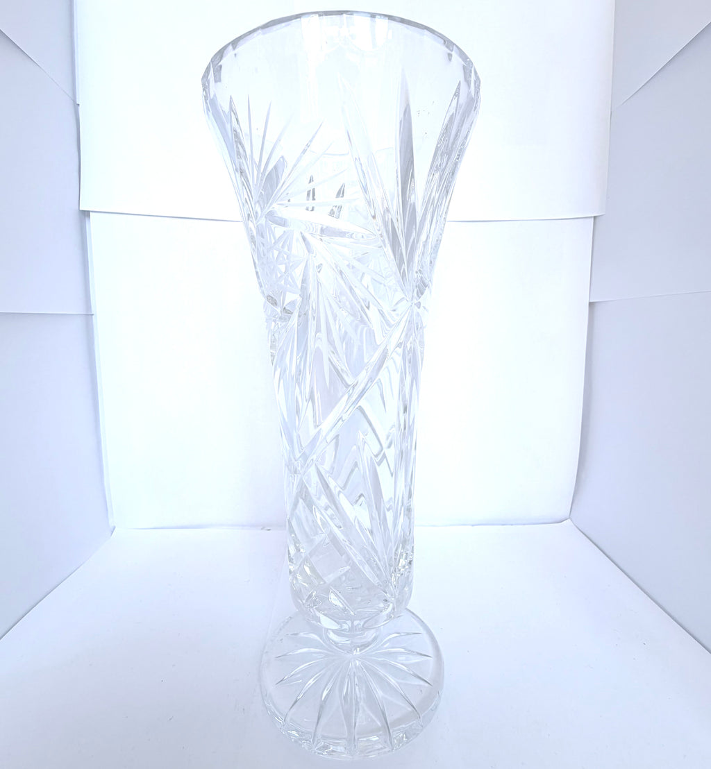 Vază Cristal 24% PbO Transparentă – Ø11 × 24,5 cm