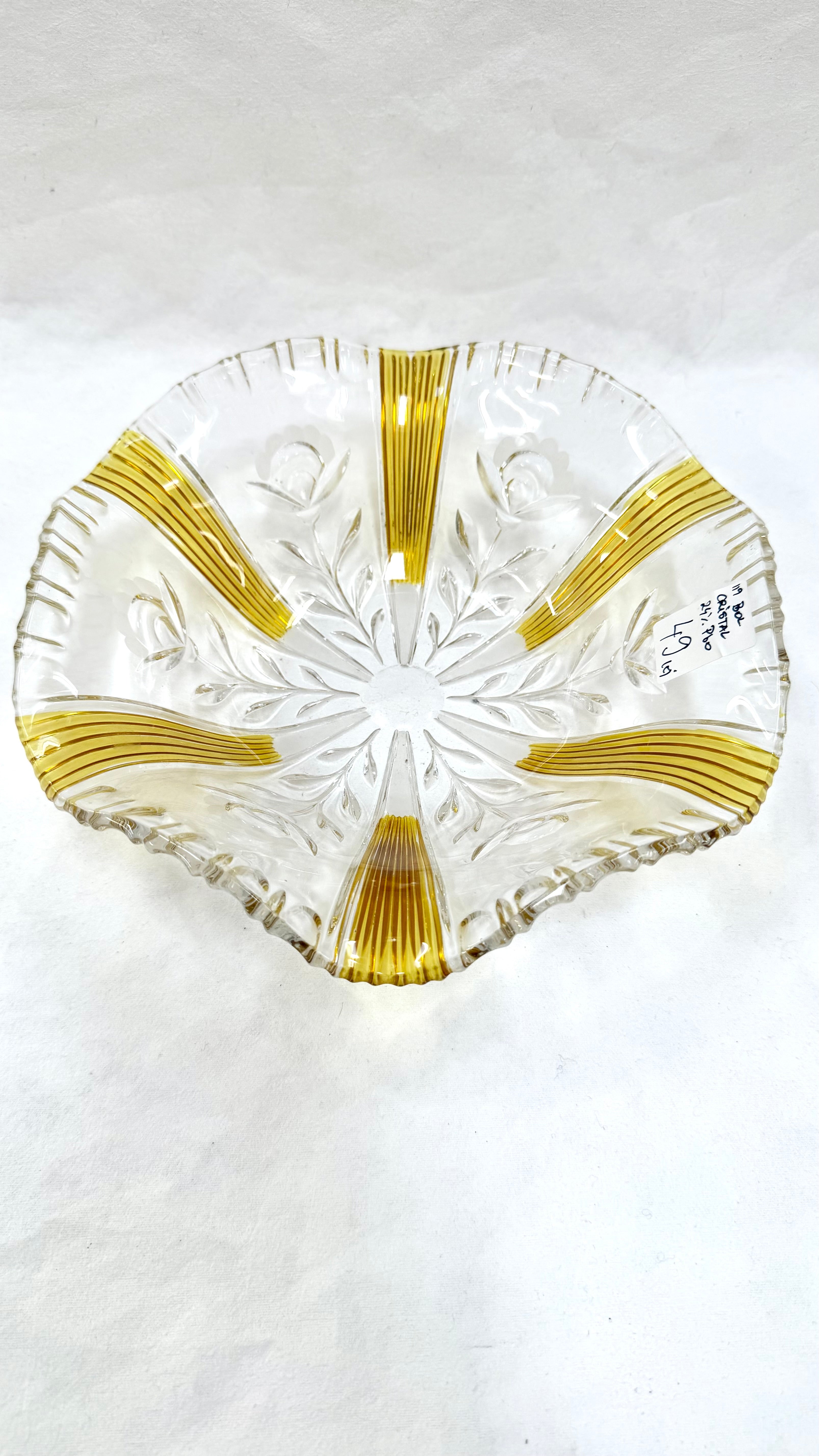 Bol din Cristal 24% PbO Transparent și Auriu – Ø25,8 cm