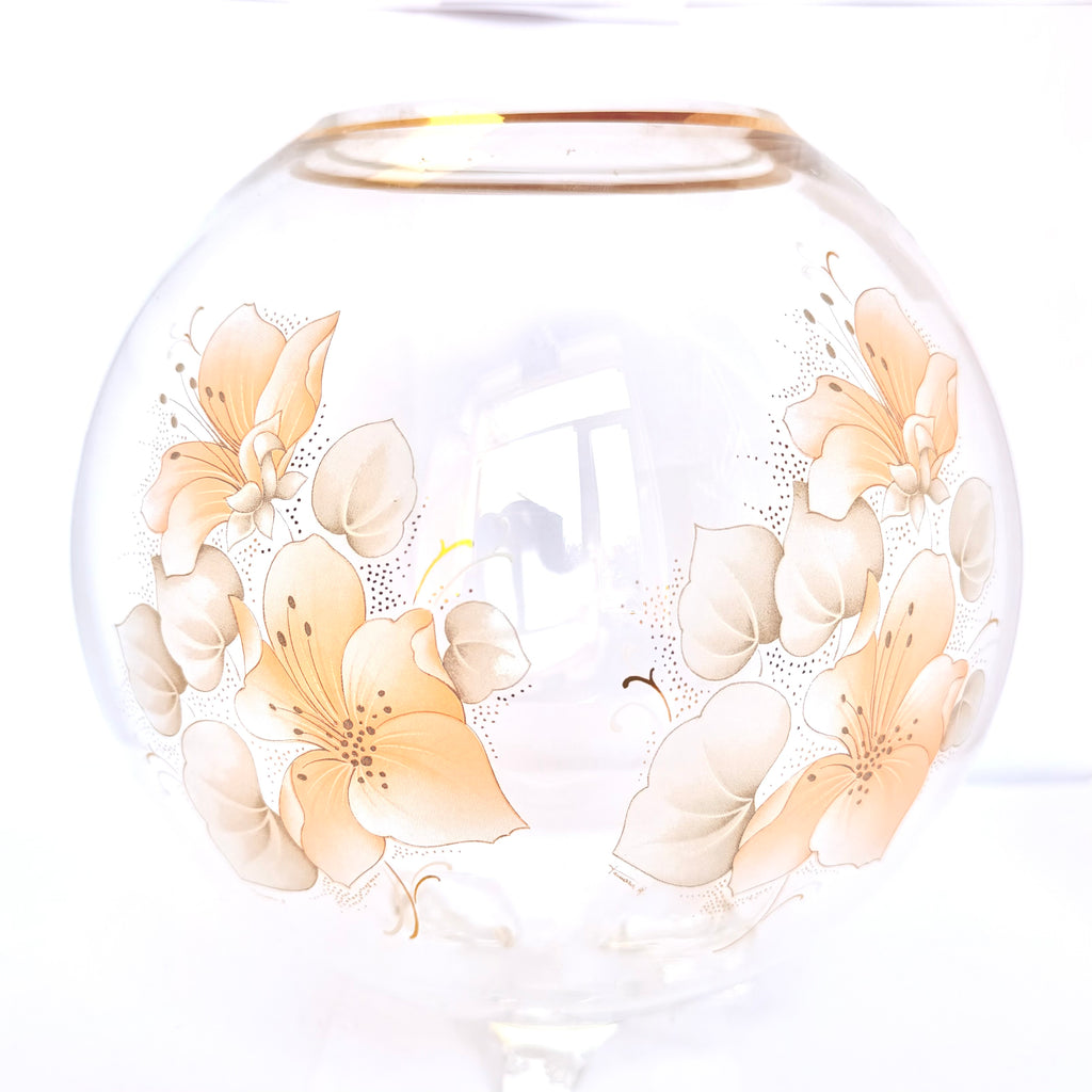 Vază din Sticlă Transparentă cu Imprimeu Floral – Ø14 × 15 cm