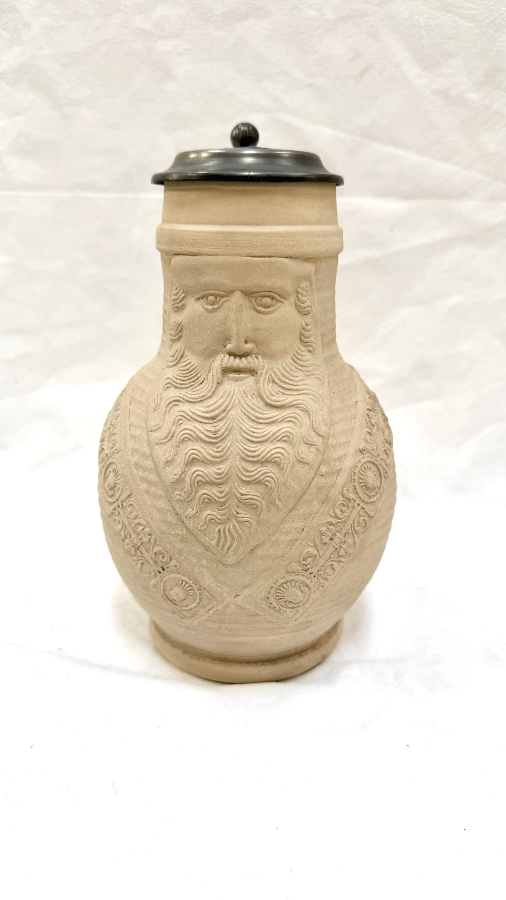 Halbă din Ceramică cu Capac, Lucrată Manual – Ø14 × 22 cm