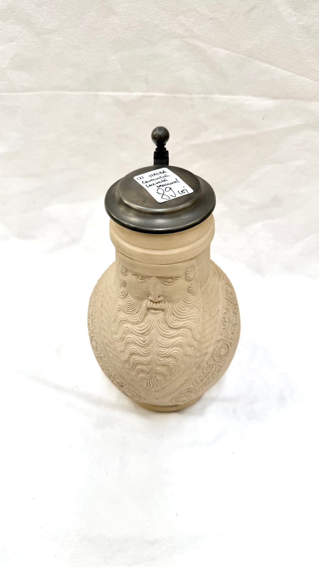 Halbă din Ceramică cu Capac, Lucrată Manual – Ø14 × 22 cm