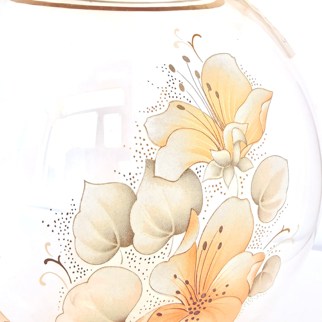 Vază din Sticlă Transparentă cu Imprimeu Floral – Ø14 × 15 cm