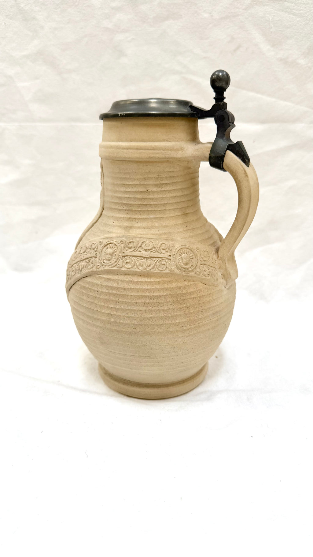 Halbă din Ceramică cu Capac, Lucrată Manual – Ø14 × 22 cm