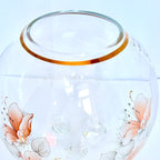Vază din Sticlă Transparentă cu Imprimeu Floral – Ø14 × 15 cm
