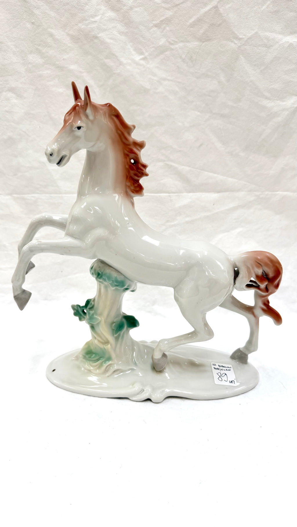Bibelou din Porțelan în Formă de Cal, Alb – 30 × 13 × 32 cm