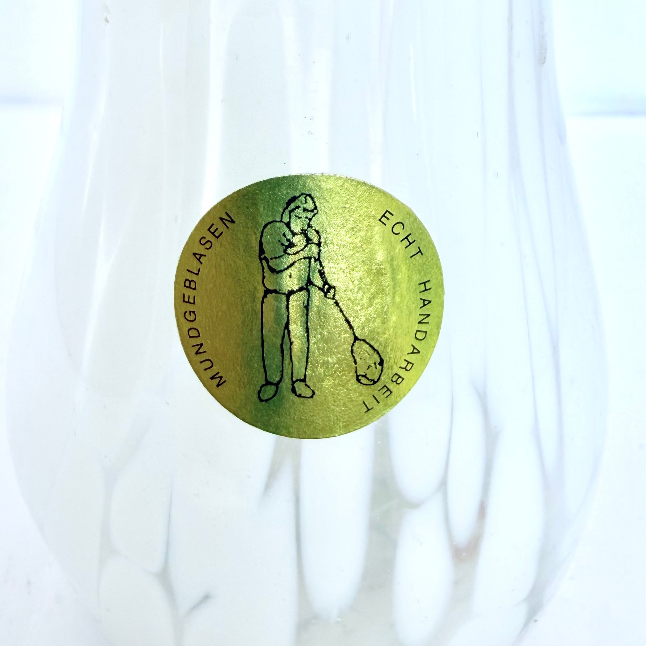 Vază din Sticlă Murano Transparentă și Albă – Ø8 × 23 cm