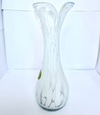 Vază din Sticlă Murano Transparentă și Albă – Ø8 × 23 cm