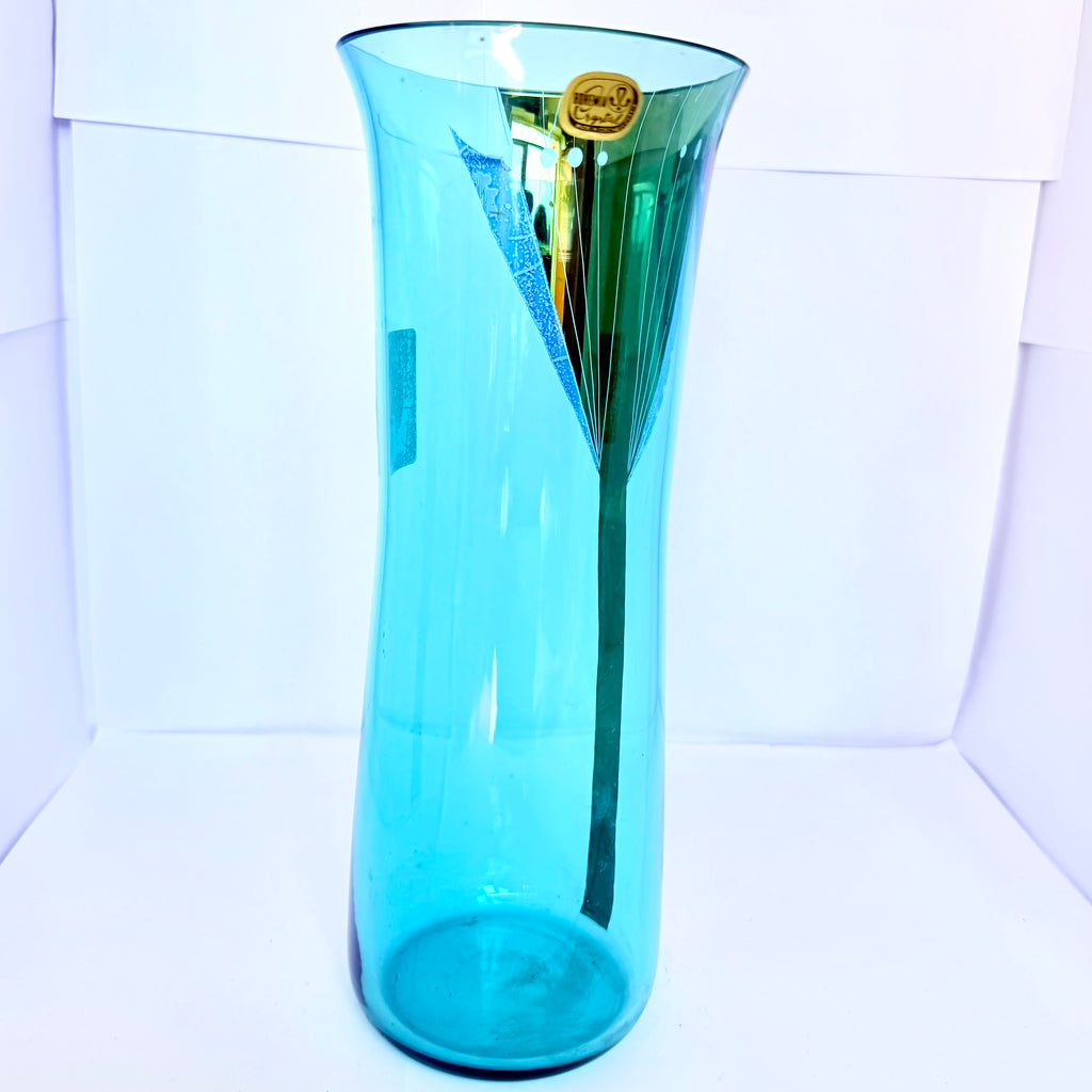 Vază Cristal Bohemia 24% PbO – Verde Transparent D9x24cm