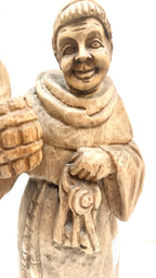 Statuetă din Lemn Sculptată Manual – Călugăr – 14 × 14 × 43,5 cm