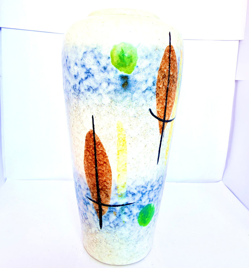 Vază din Ceramică Albă cu Imprimeu Multicolor – Ø12 × 23 cm
