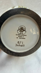 Carafă din Ceramică cu Capac din Zinc, Lucrată Manual – Ø15 × 27 cm
