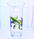 Vază din Sticlă Transparentă cu Imprimeu Floral – Ø11 × 21,5 cm