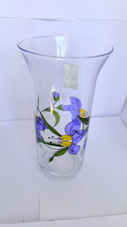 Vază din Sticlă Transparentă cu Imprimeu Floral – Ø11 × 21,5 cm