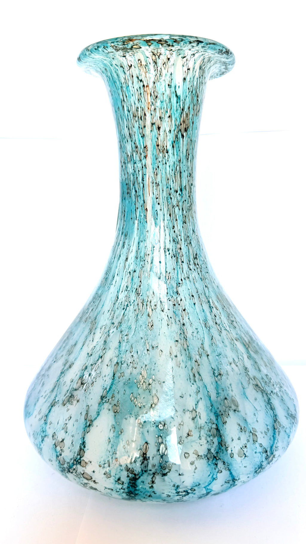 Vază din Sticlă Murano Bleu cu Inserții – Ø19 × 26 cm