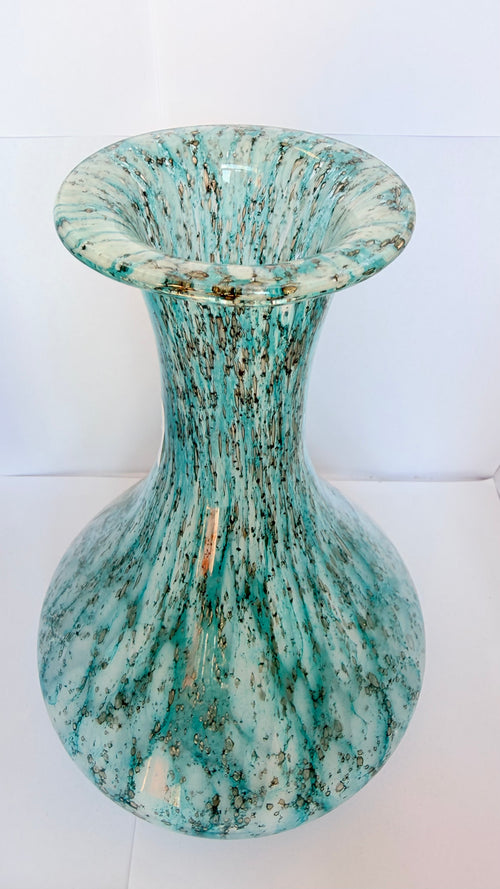 Vază din Sticlă Murano Bleu cu Inserții – Ø19 × 26 cm