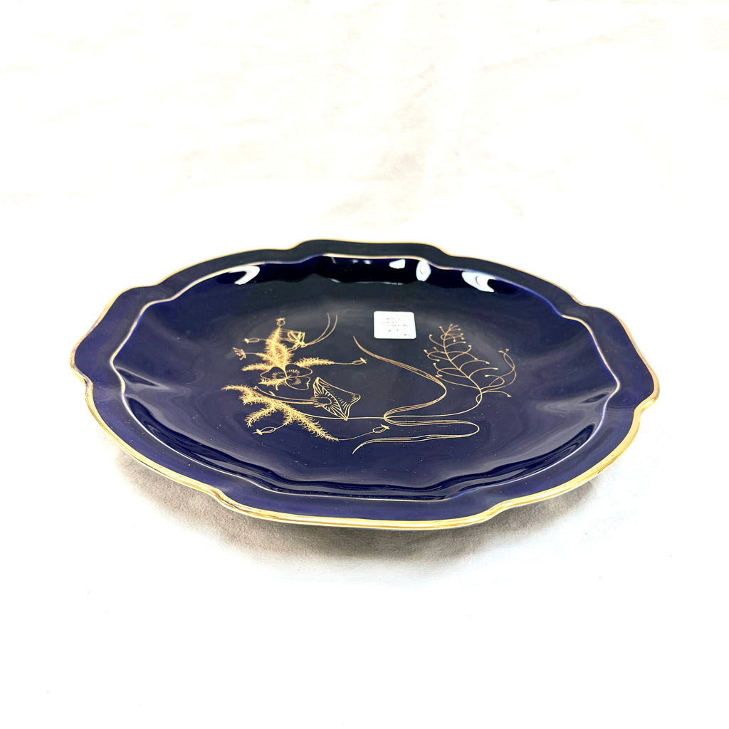 Platou din Sticlă Cobalt Albastră, Pictat Manual – Ø29,5 cm