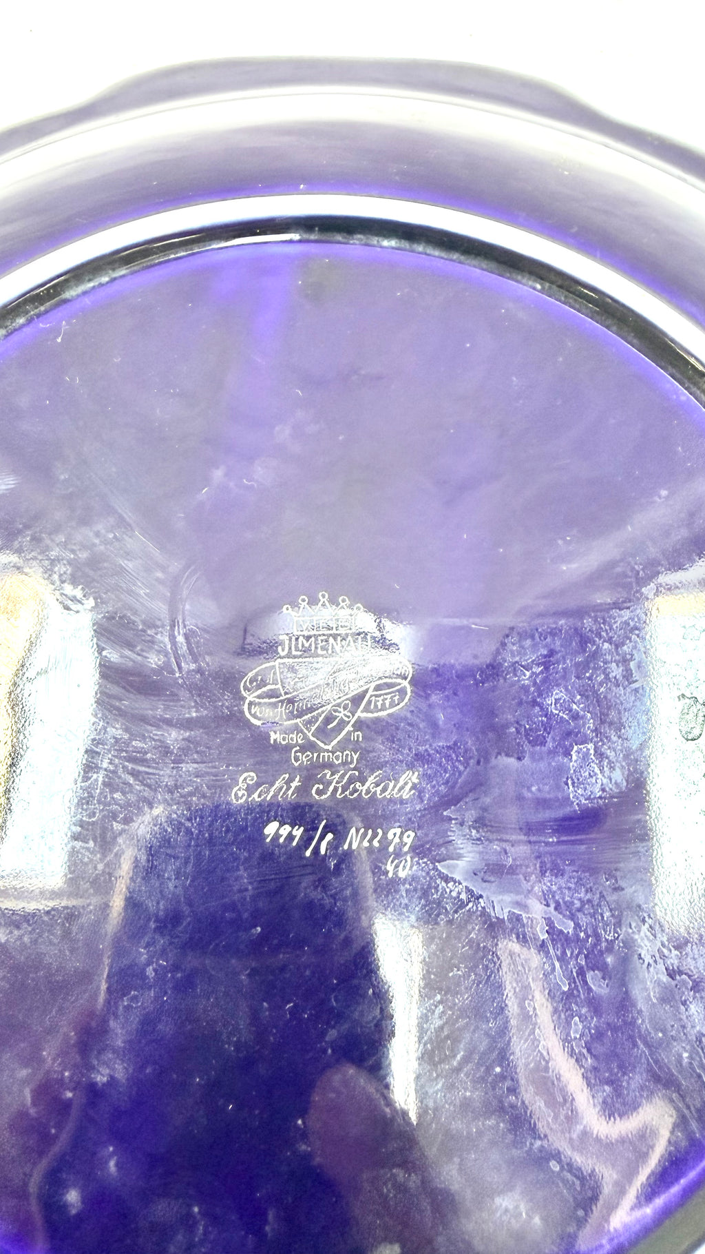 Platou din Sticlă Cobalt Albastră, Pictat Manual – Ø29,5 cm