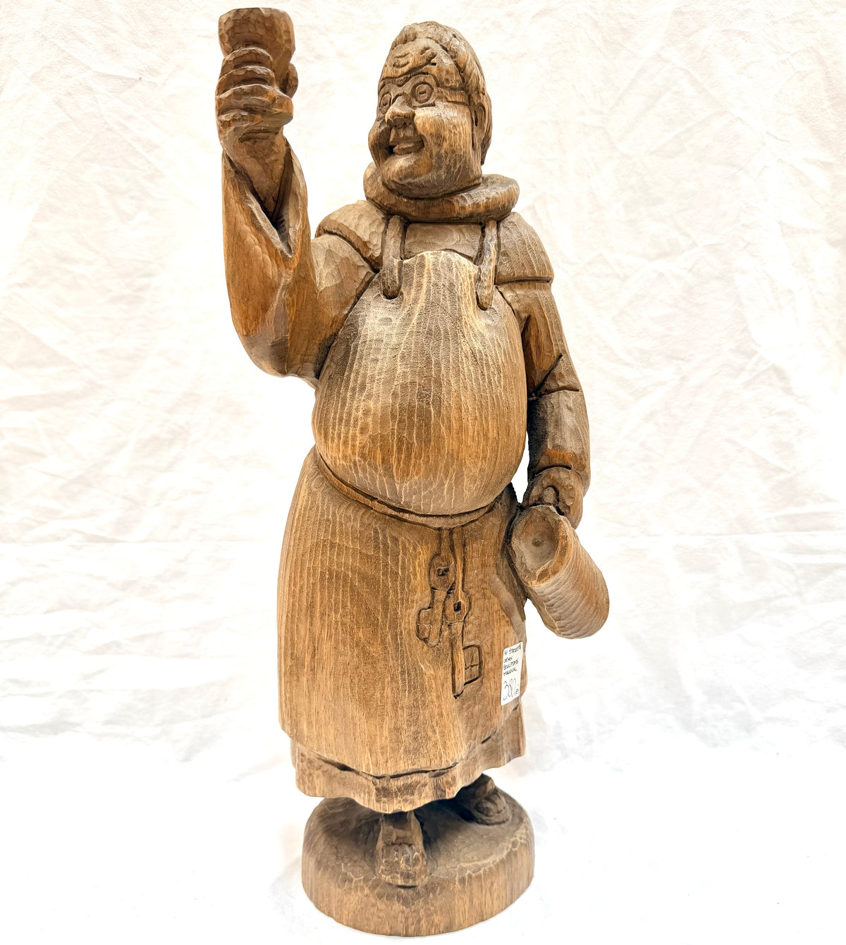 Statuetă din Lemn Sculptată Manual – Călugăr – 23 × 17 × 52 cm