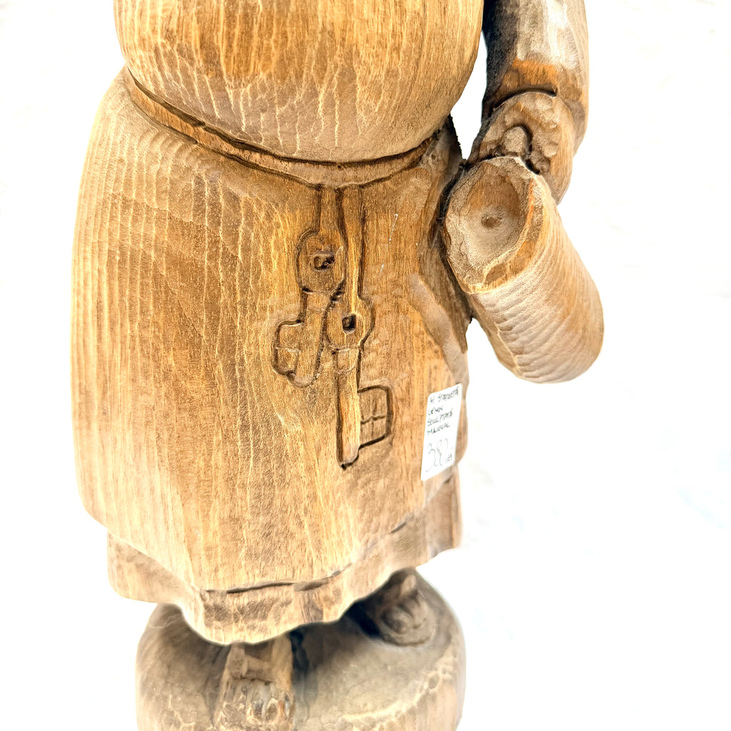 Statuetă din Lemn Sculptată Manual – Călugăr – 23 × 17 × 52 cm