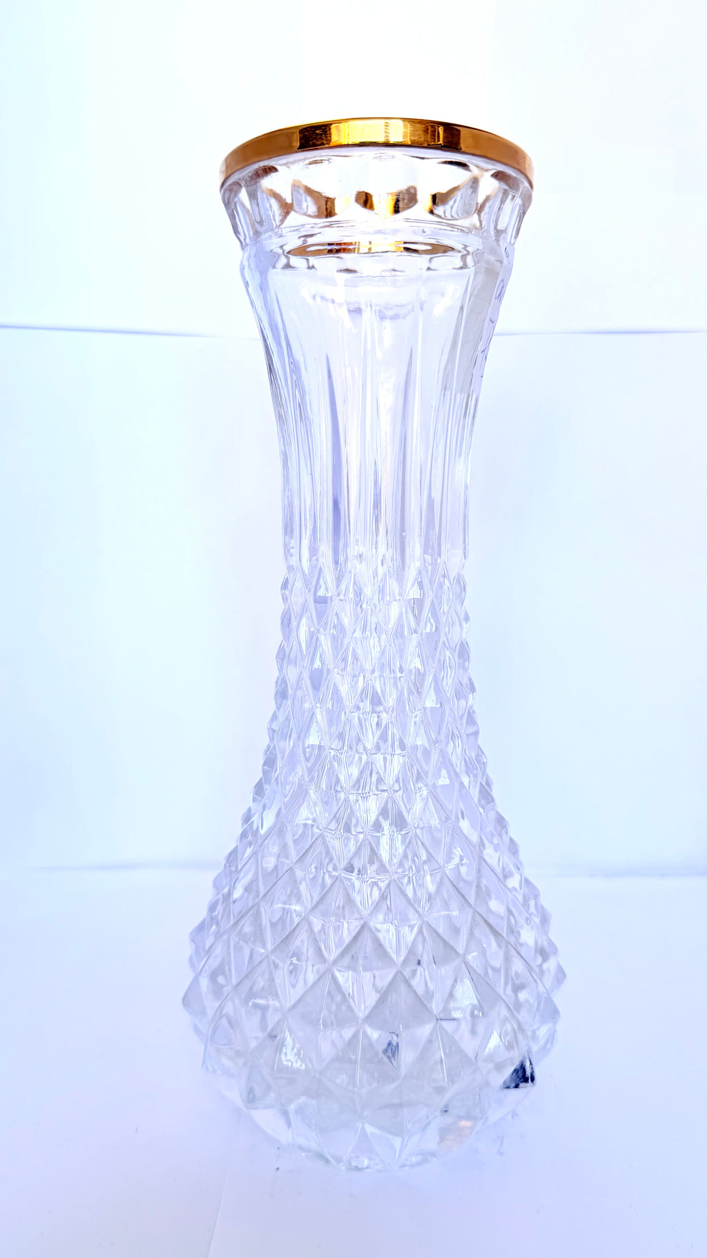 Vază Cristal 24% PbO cu Foiță de Aur – Ø11 × 24 cm