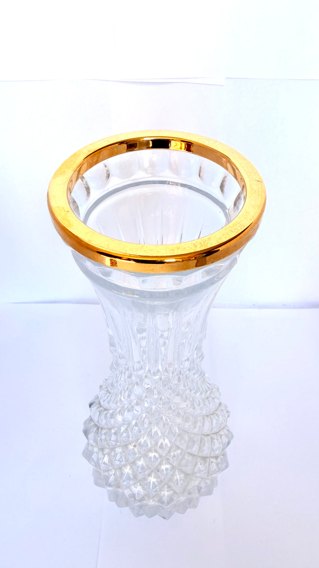 Vază Cristal 24% PbO cu Foiță de Aur – Ø11 × 24 cm