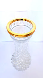 Vază Cristal 24% PbO cu Foiță de Aur – Ø11 × 24 cm