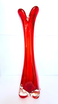 Vază din Sticlă Murano Roșie – Ø10 × 31 cm