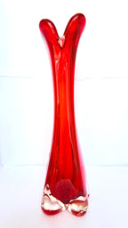 Vază din Sticlă Murano Roșie – Ø10 × 31 cm