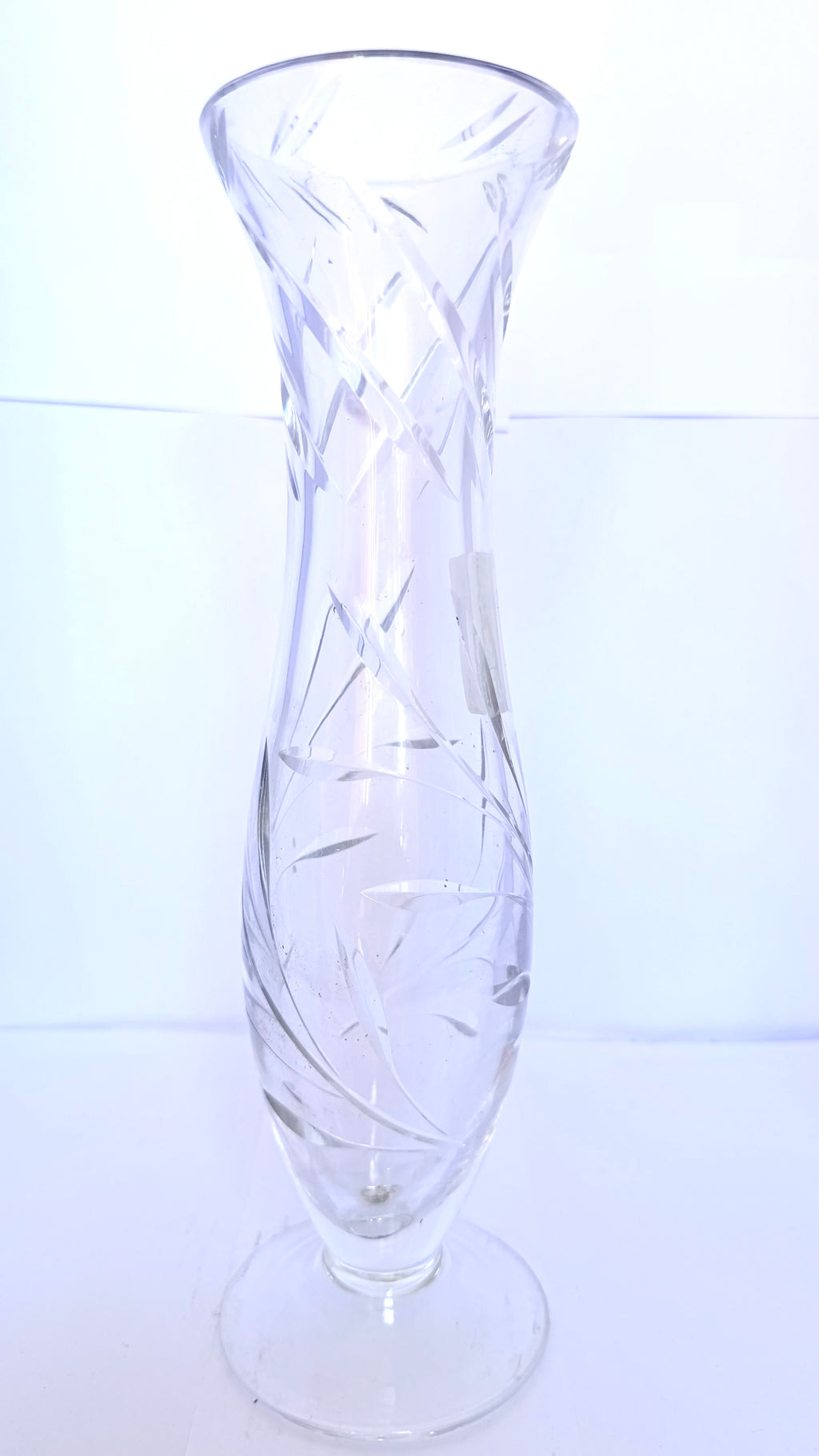 Vază Cristal 24% PbO Transparentă – Ø7,5 × 27 cm