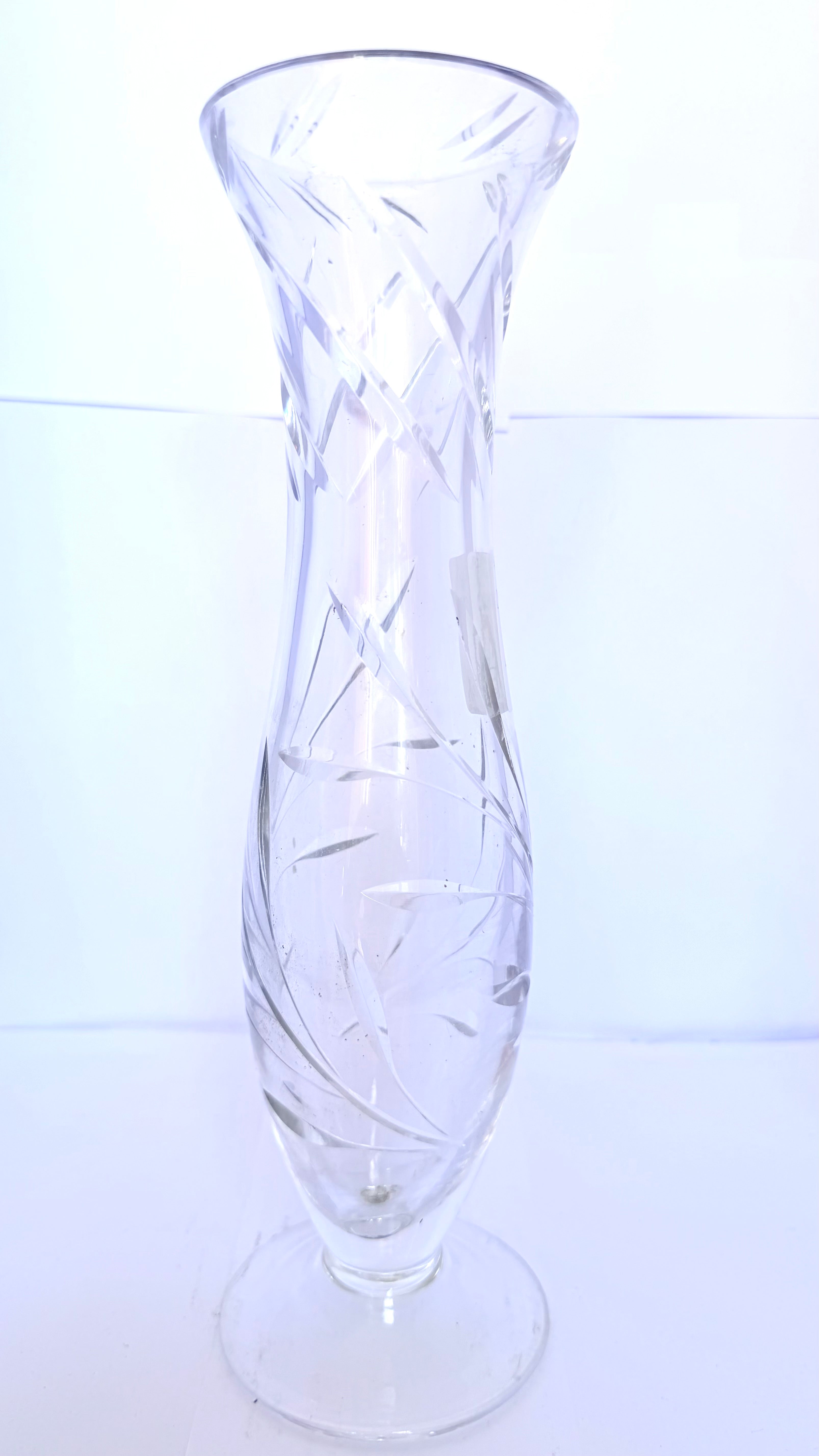 Vază Cristal 24% PbO Transparentă – Ø7,5 × 27 cm