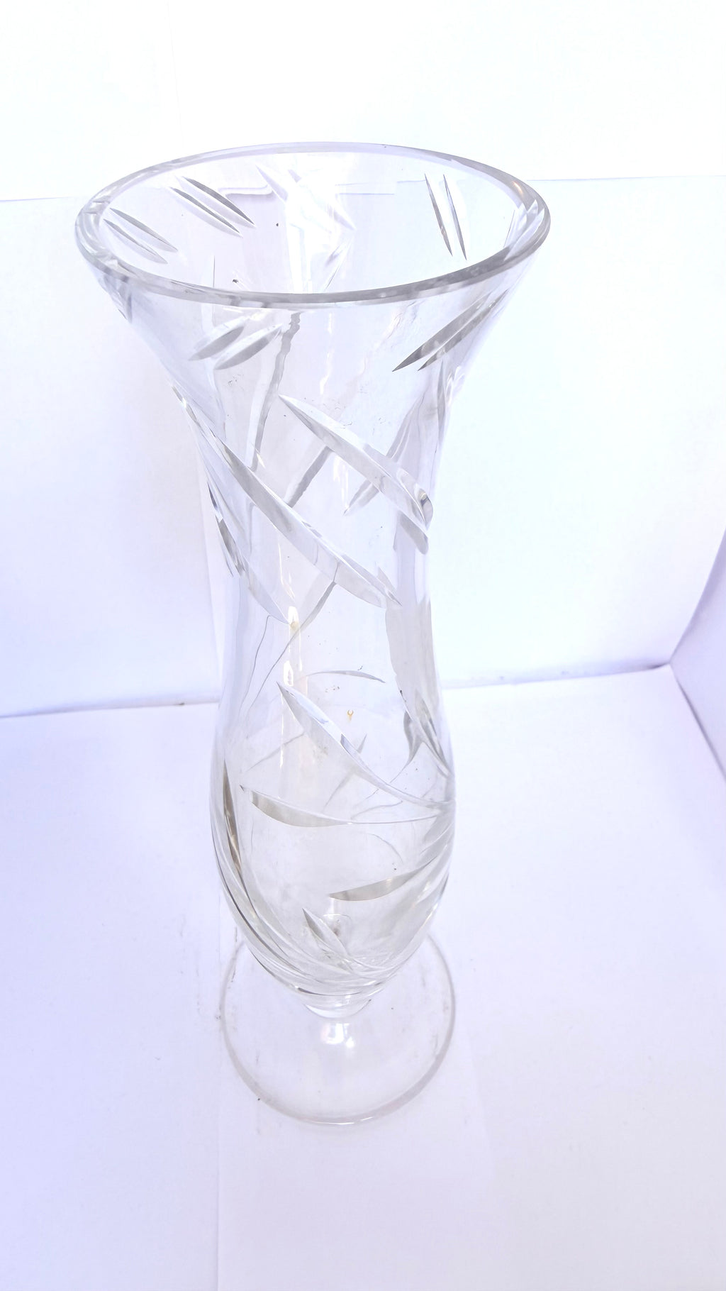 Vază Cristal 24% PbO Transparentă – Ø7,5 × 27 cm