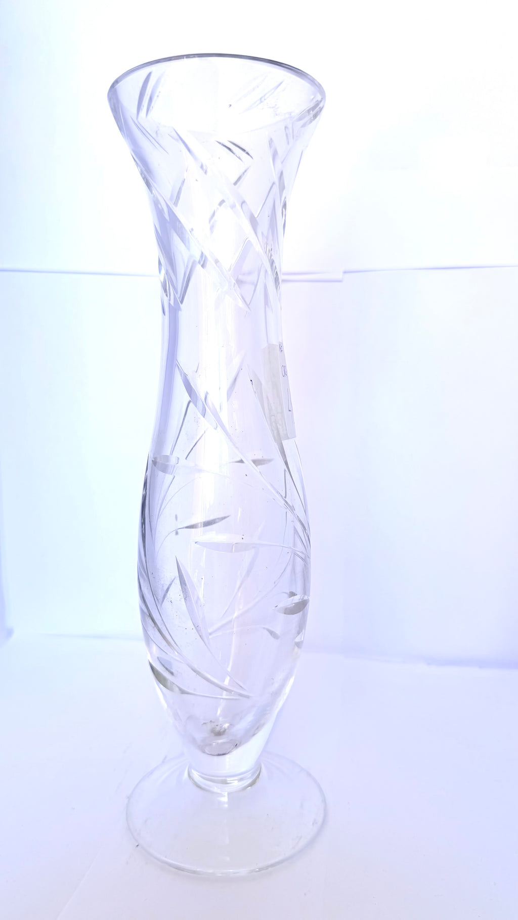 Vază Cristal 24% PbO Transparentă – Ø7,5 × 27 cm