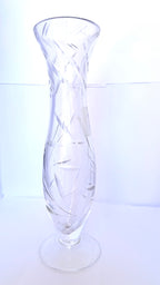 Vază Cristal 24% PbO Transparentă – Ø7,5 × 27 cm