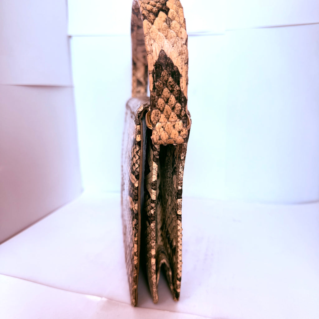 Geantă din Piele Naturală de Șarpe, Cusută Manual – 24 × 5 × 16 cm