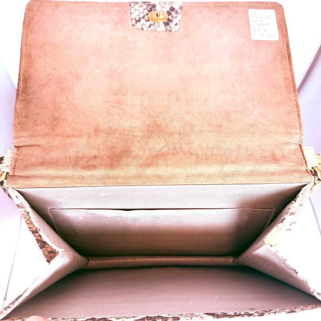 Geantă din Piele Naturală de Șarpe, Cusută Manual – 24 × 5 × 16 cm