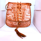 Geantă din Piele Naturală de Crocodil, Maro, Lucrată Manual – 25 × 12 × 25 cm