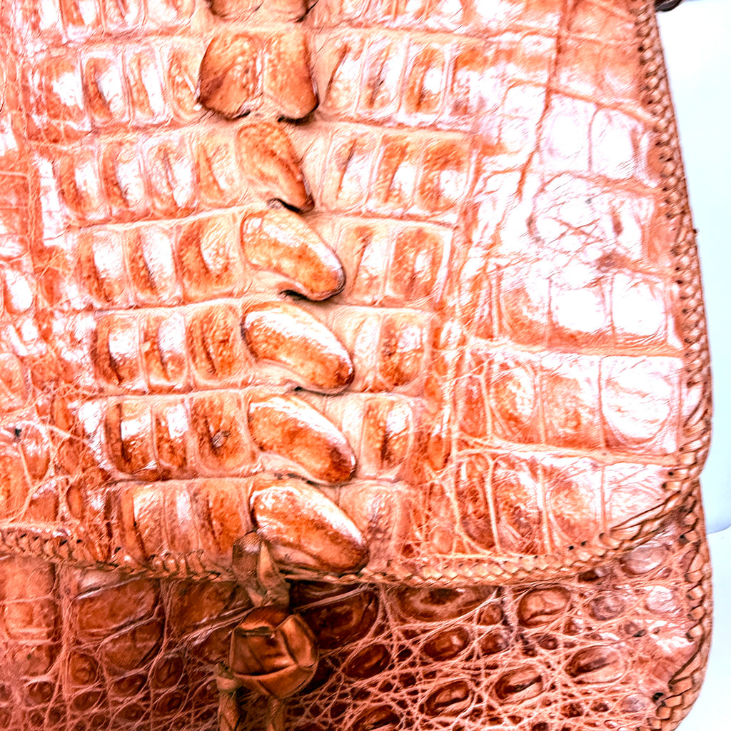 Geantă din Piele Naturală de Crocodil, Maro, Lucrată Manual – 25 × 12 × 25 cm