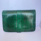 Geantă din Piele Naturală de Șarpe Verde – 20 × 4 × 13 cm
